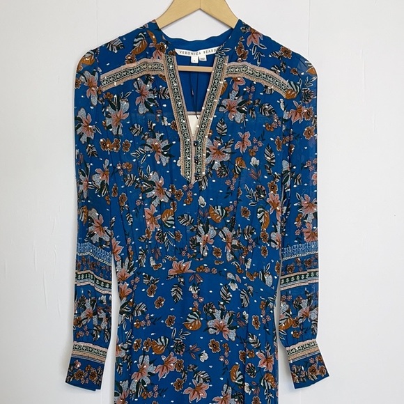 NWT VERONICA BEARD Sama Tiered Floral-print Fil Coupé Silk Georgette Maxi Dress - Picture 8 of 15